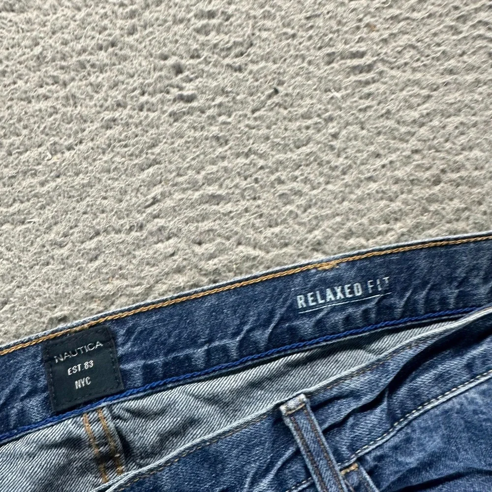 Nautica Jean Men 42x22 Blue Cotton Denim Capri Relaxed Streetwear Faded Workwear